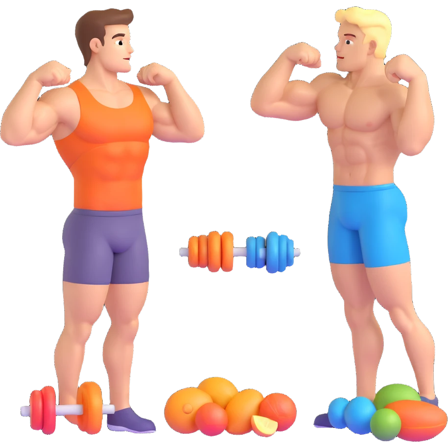 Infographic about vitamins, amino acids, and minerals on the left that restore muscles on the right, based on this image emoji