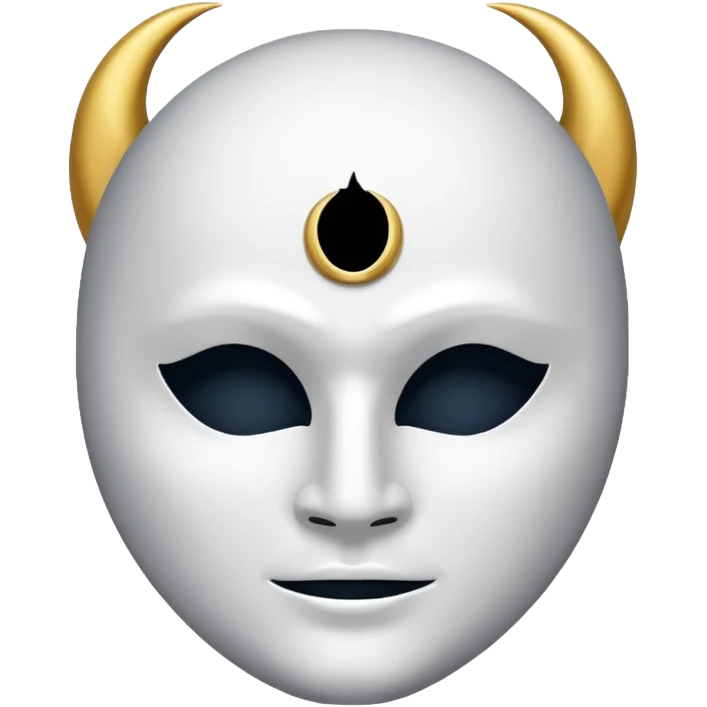 blank white no mouthless masculine mask moon crescent hole  on forehead  emoji