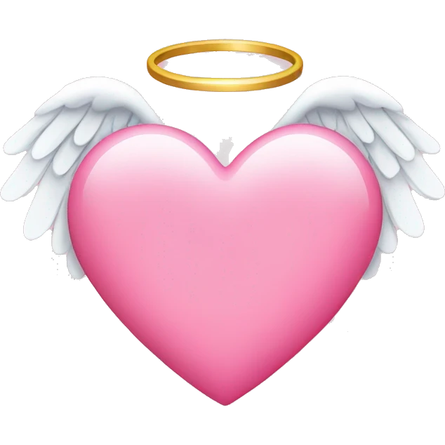 a pink heart with small angel wings and a halo emoji