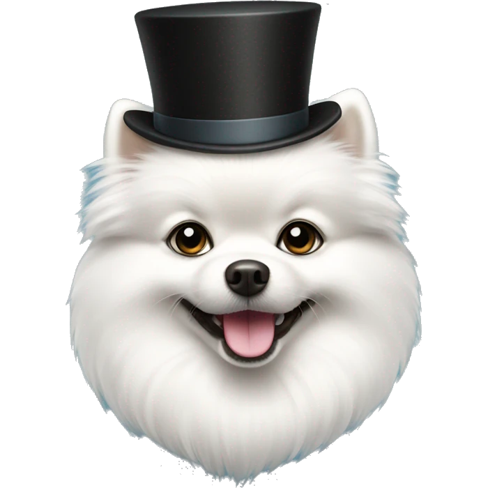 white pomeranian with tophat emoji