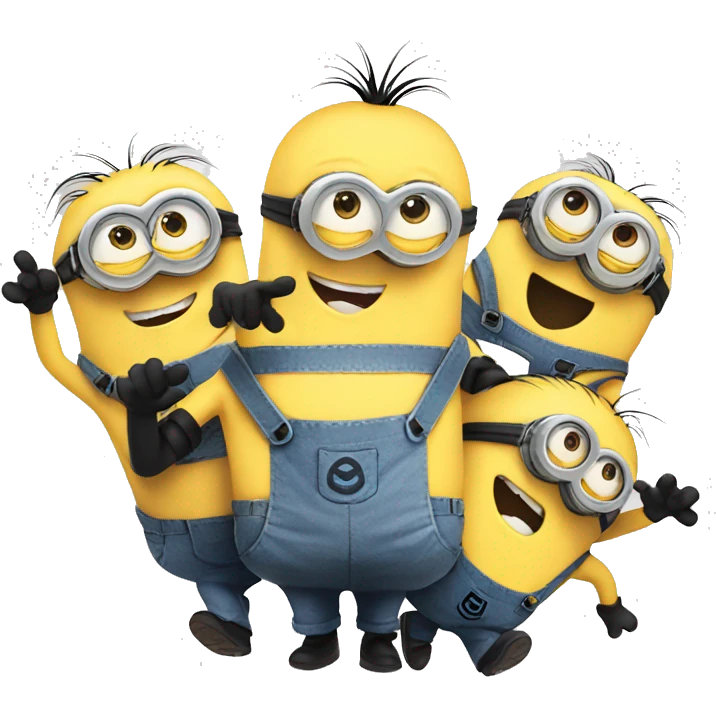 Five Minions talking in group  emoji