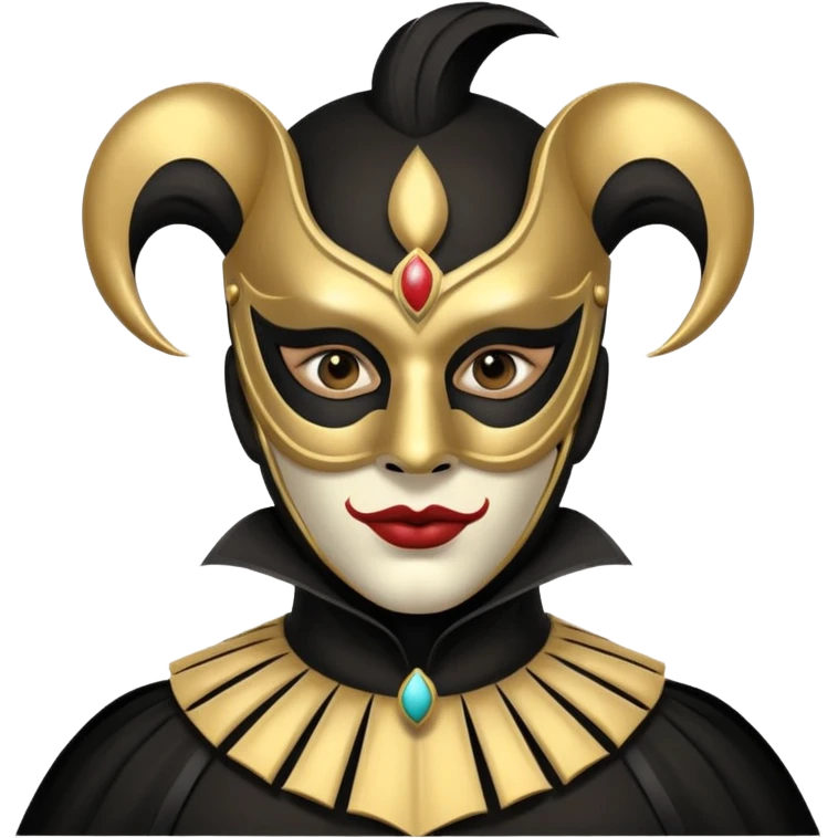 masked circus acrobat portrait, head and shoulders only, elegant carnival mask, dark outfit collar, dramatic expression, 3D cartoon, mobile game icon style, clean background, no text, no watermark
 
 emoji