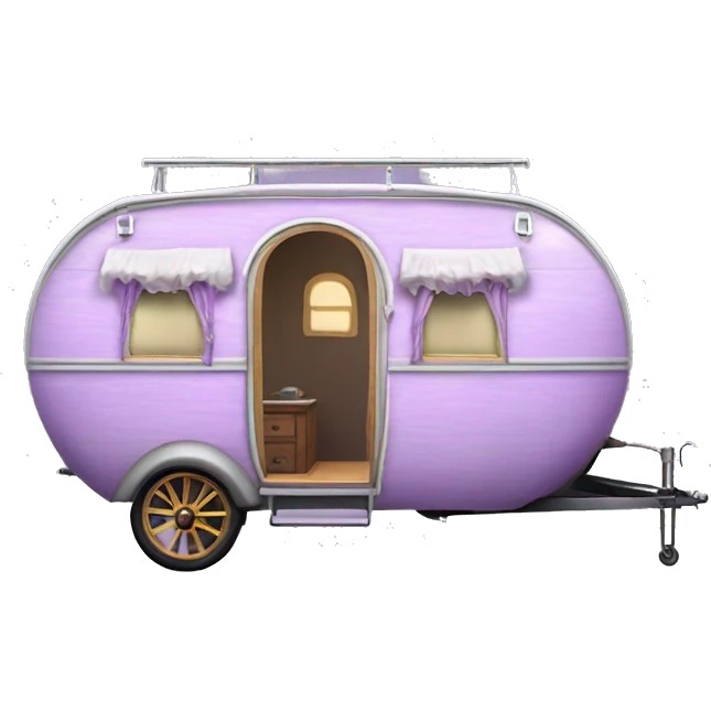 Realistic light purple vintage round gypsy caravan wagon camper emoji