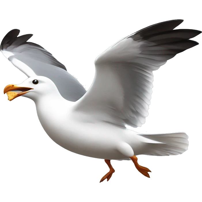 seagull swooping to steal a chip emoji