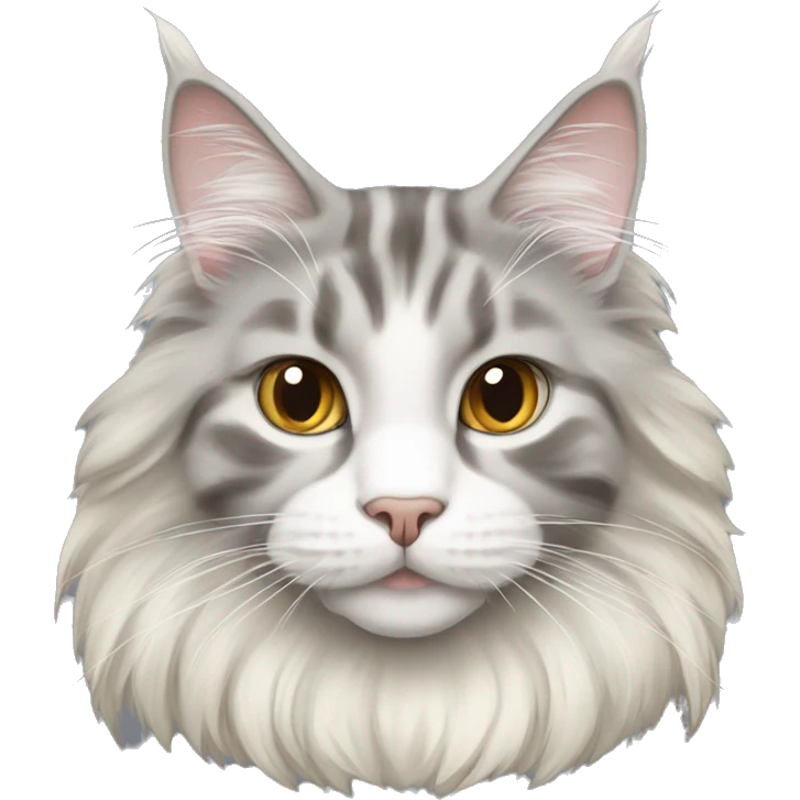 Grey, white and cream Maine coon cat emoji