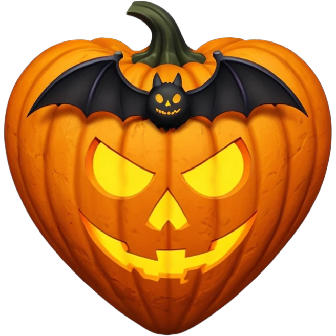 heart with Halloween theme, spooky, pumpkins, bats, dark colors emoji