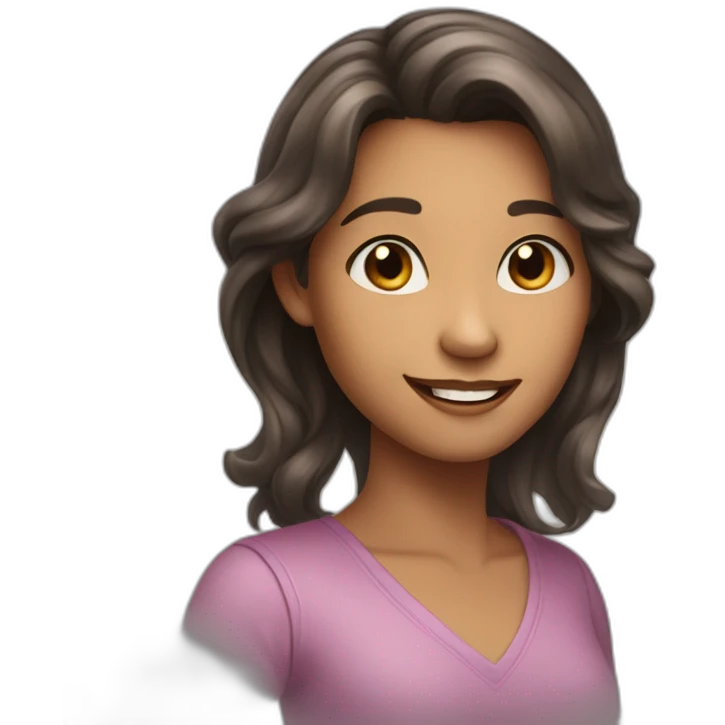 Emoji of a girl with a blend of handsomeness and charm, a welcoming smile, and a tender voice. emoji