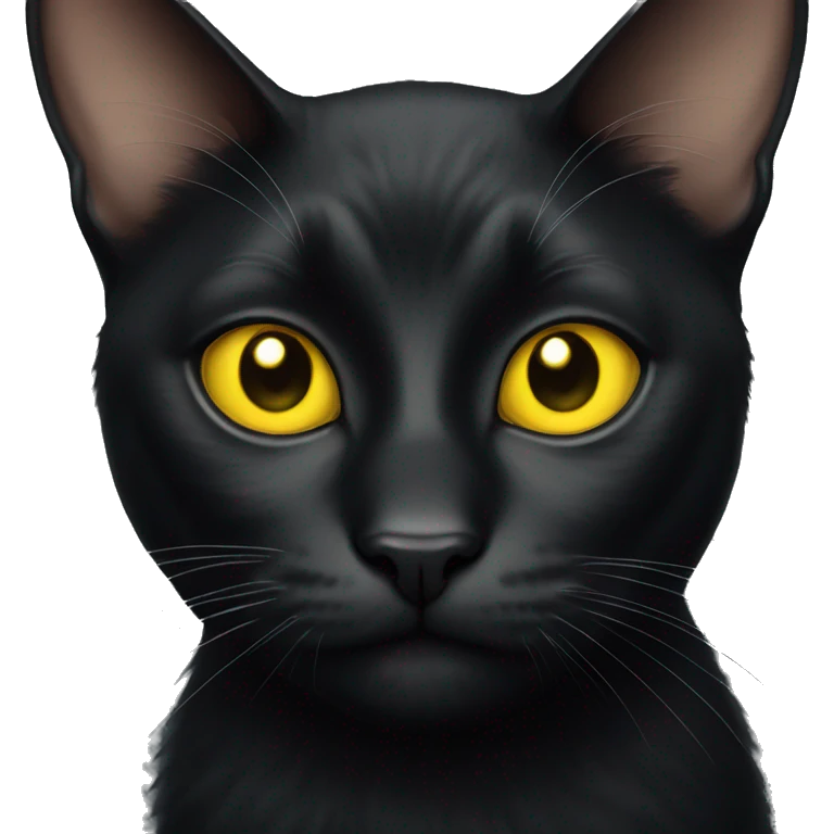 realistic black cat with yellow eyes looking curious  emoji