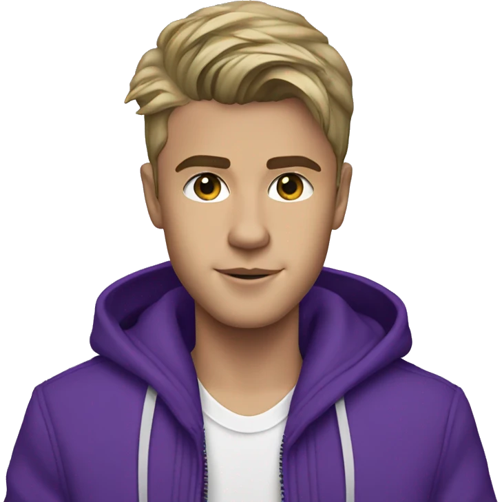Justin Bieber in a purple jacket emoji