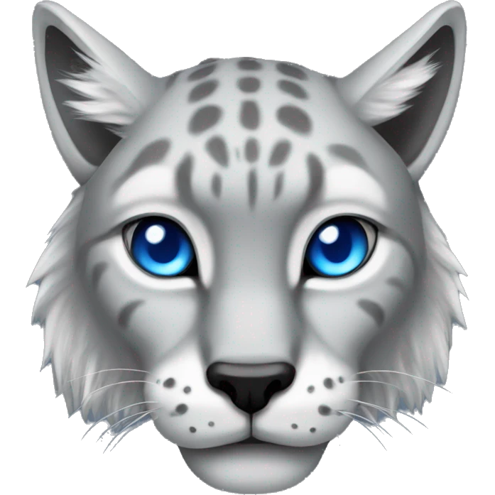 Grey Lynx roaring blue eyes emoji