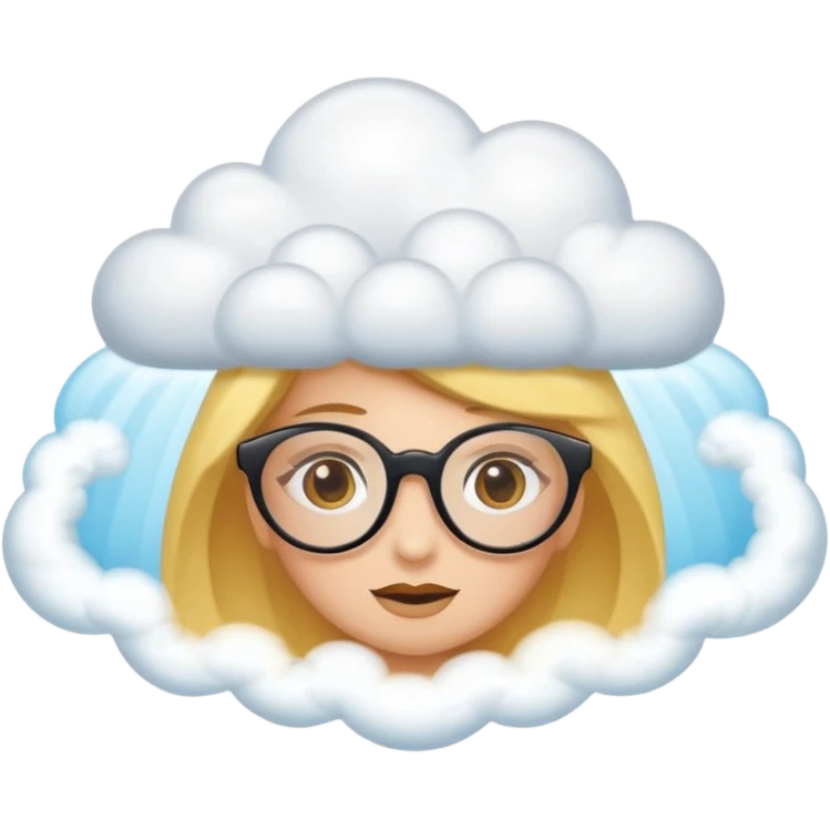 Una cara con lentes de sol oscuros que, en lugar de boca, tiene una pequeña línea curva muy relajada, y está flotando sobre una nube esponjosa o recostada en una hamaca que cuelga de las esquinas del emoji. emoji