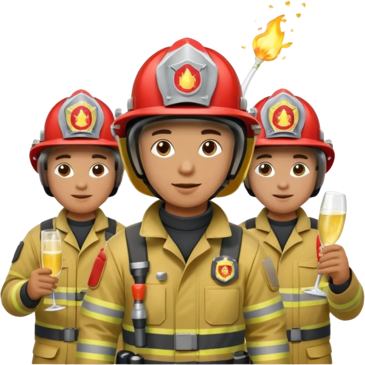 A firefighter extinguishing a party emoji