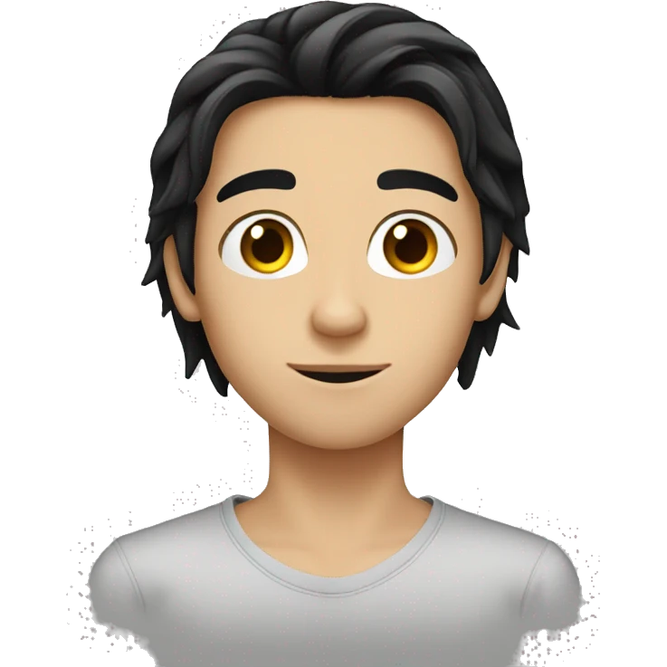 european teenager boy long black hair emoji