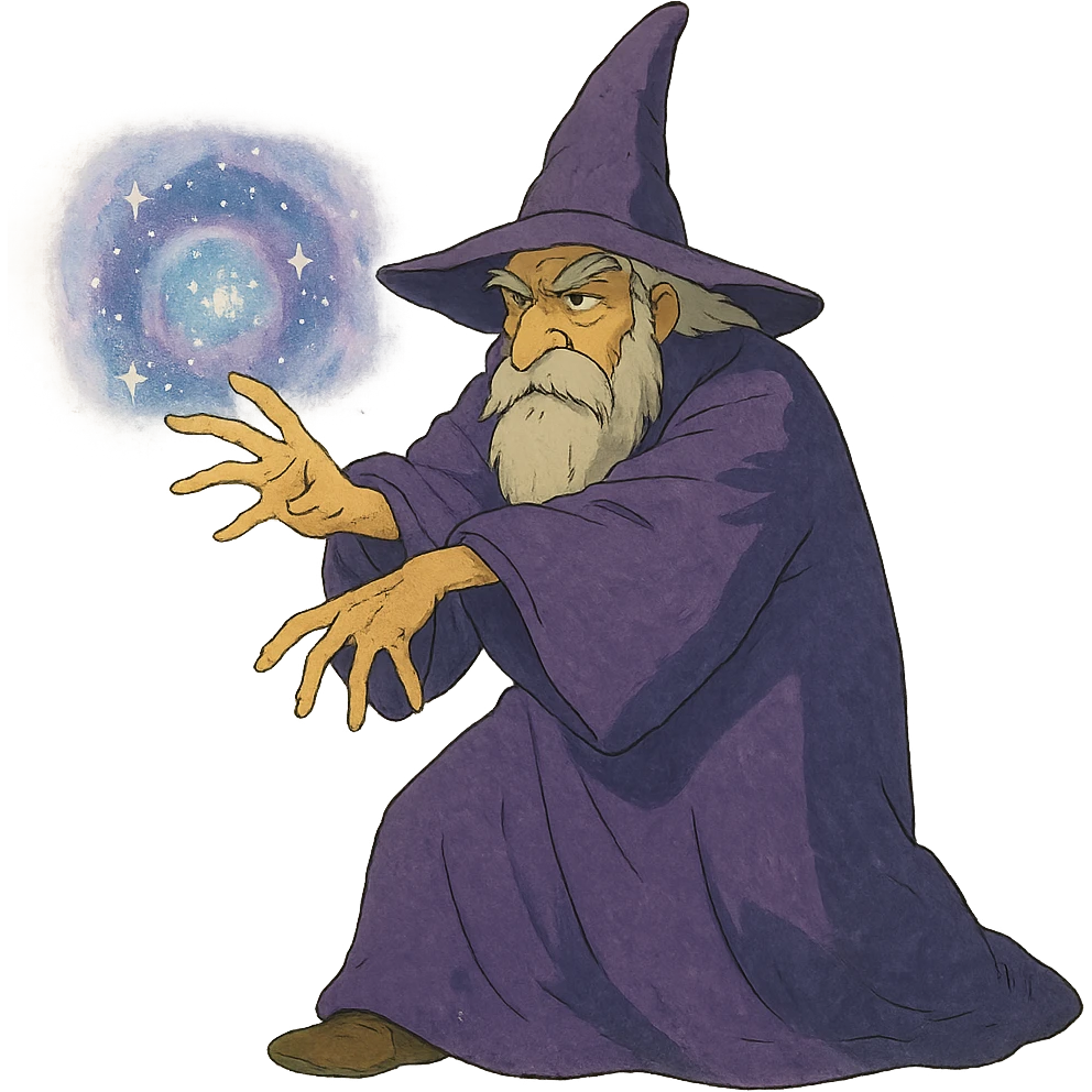 mysterious purple wizard casting a spell emoji