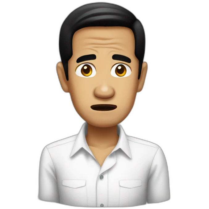 Jokowi with white shirt upset emoji