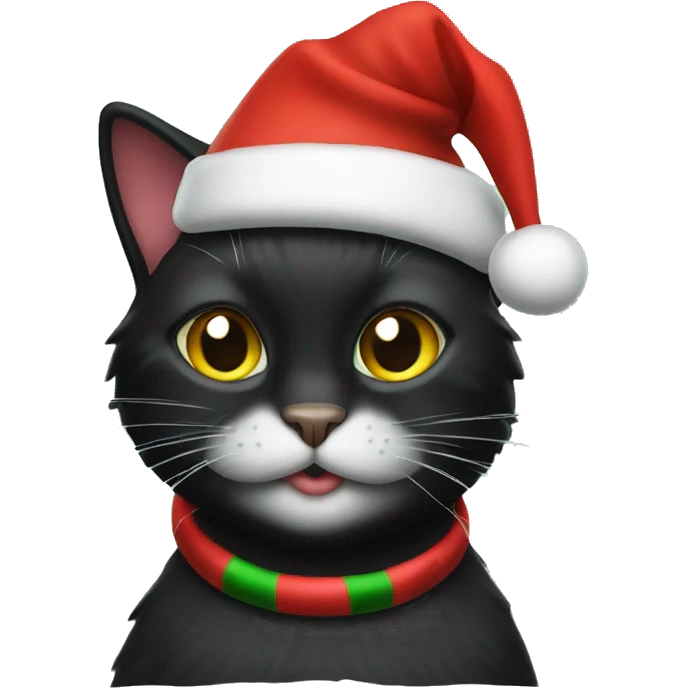 black cat with christmas hat emoji