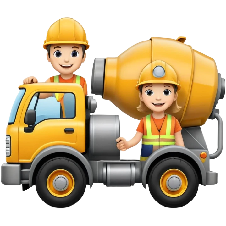 Kids driving cement mixer emoji
