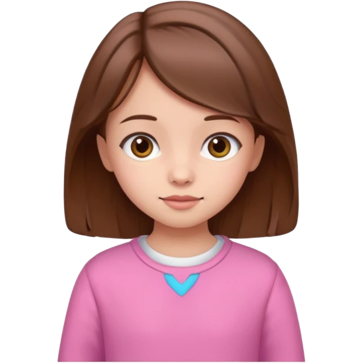 cute small girl, brown hair, pink clothes emoji