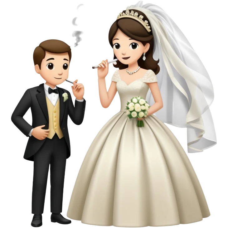 Person in fancy clothes sneaking into a wedding ceremony with a mischievous grin, uninvited guest, smoking emoji