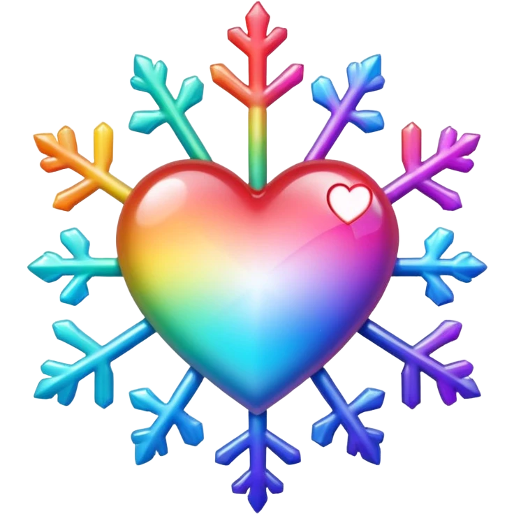 heart with rainbow gradient and snowflake emoji
