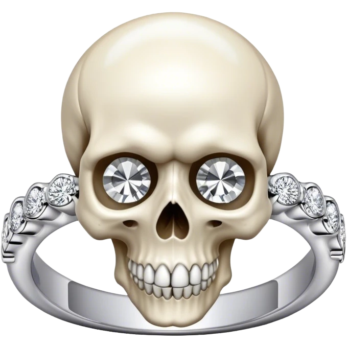 Skull wearing white gold diamond ring  emoji