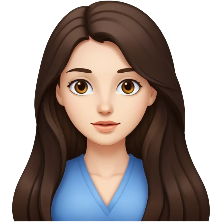 Brunette women long hair emoji