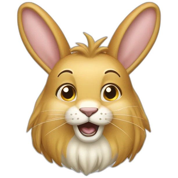 un lapin tete de lion qui cour emoji