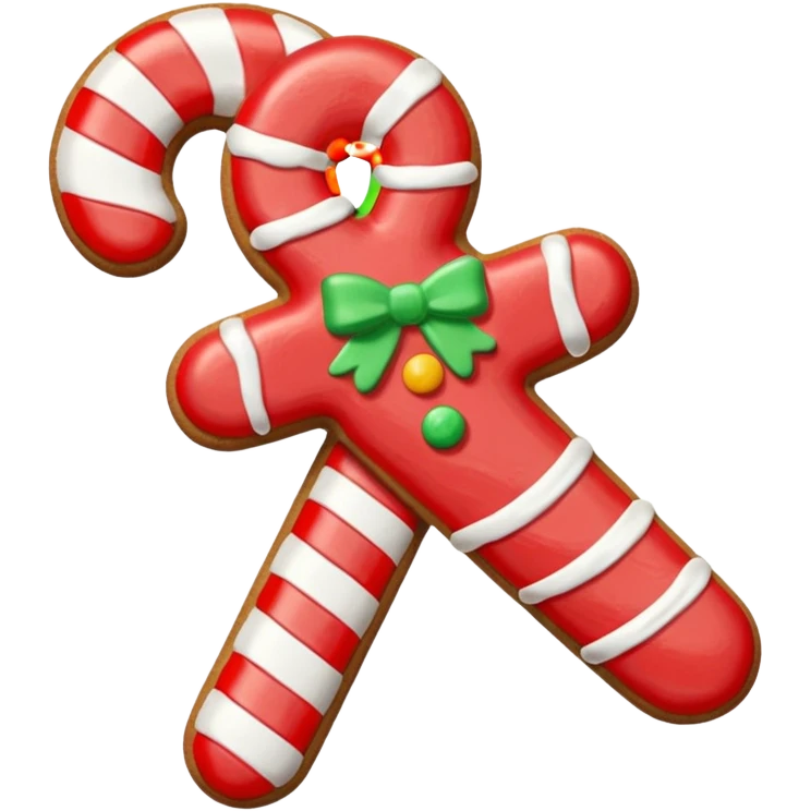 gingerbread cookie in candy cane shape emoji