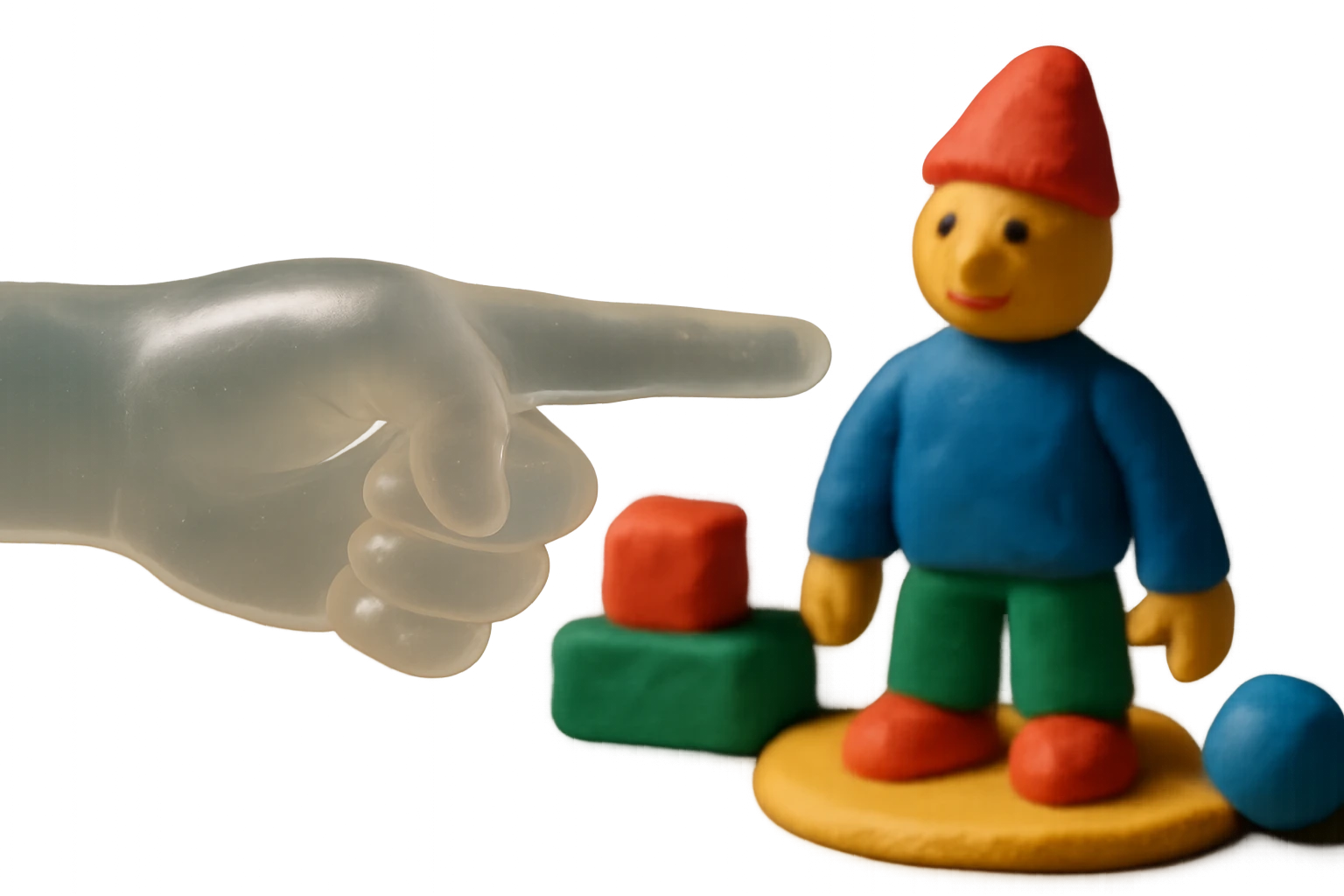 highly detailed, hyper-realistic clear-skin hand with pointer finger out, made of soft, cloudy, transparent plastic like 90's retro toy or gummy, soft, subtle reflections, squishy and appealing, no background transparent, extremely high-quality, awesome appearance emoji