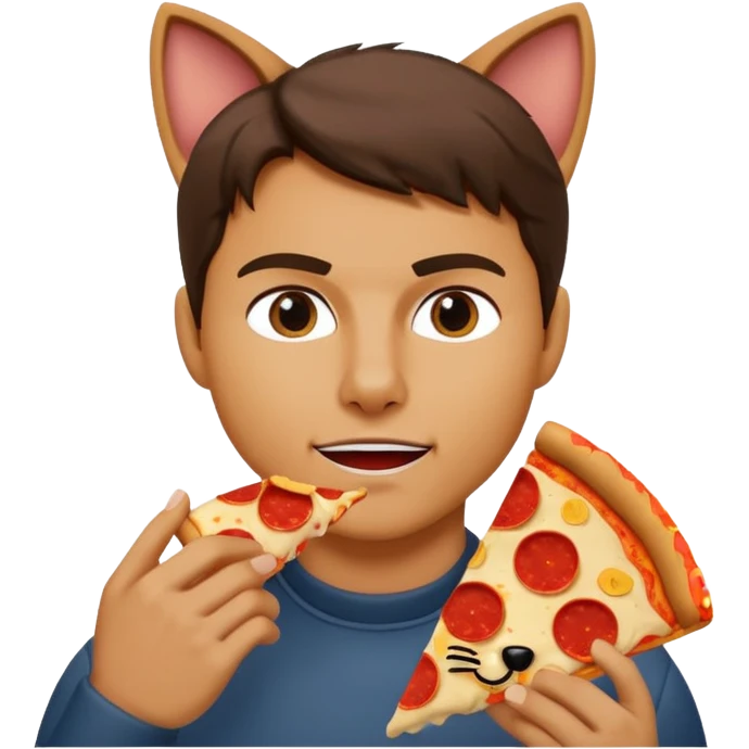Tom Cruise eating cat pizza emoji