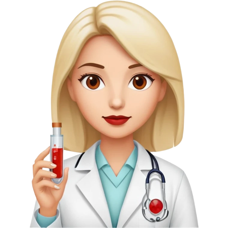 Hematologist doctor woman with a blood sample emoji