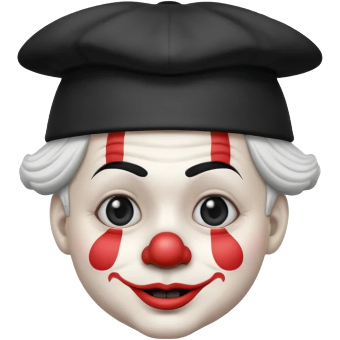 маленький озлобленный клоун в черно-белых тонах в маленькой шляпе-колпаке (никаких других цветов)

черно-белое лицо, черно-белые волосы emoji