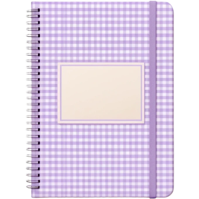 Cute  journal cover, pastel purple gingham pattern
Handwritten feminine typography, soft aesthetic, cozy girl vibe
Clean product mockup, minimal shadows, lifestyle stationery style emoji