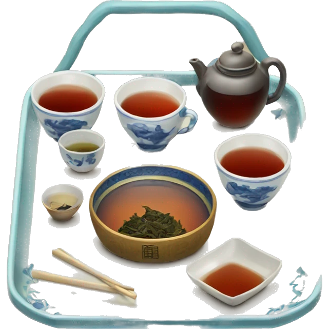 chinese tray with tea emoji