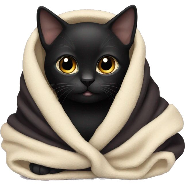 black kitten in a blanket emoji