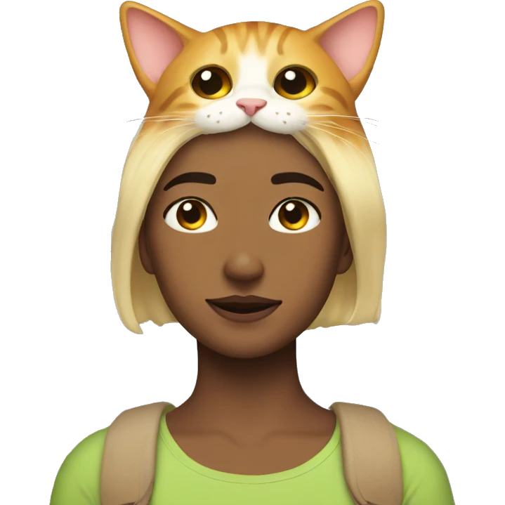 Me with a cat on my head emoji