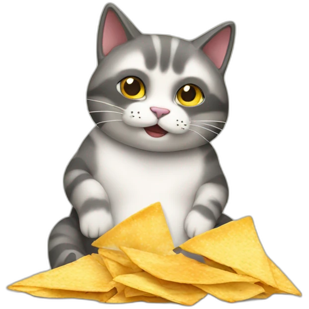 Tubby cat eating nachos emoji
