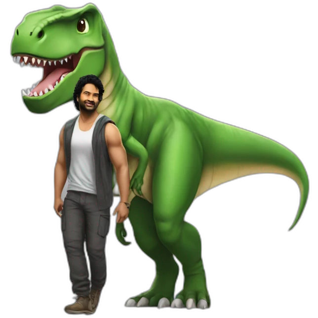 Prabhas along with T-rex emoji