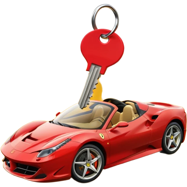 red Ferrari key with a yellow background emoji