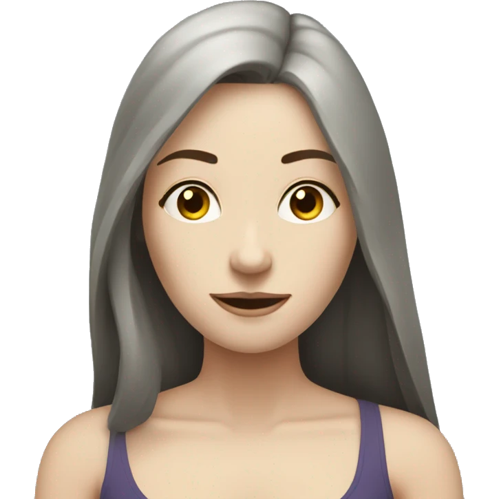 pale woman long dark hair doing yoga emoji
