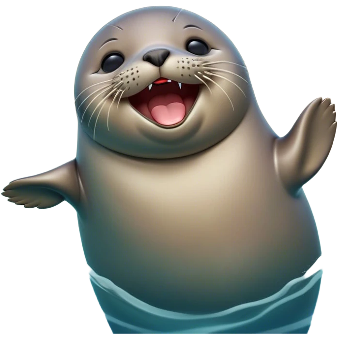 Cinematic Cute Yawning Seal Portrait Emoji, Head tilted slightly with a dramatic, wide-open yawn, showcasing a lustrous, sleek body and half-closed, drowsy eyes exuding cozy contentment, Simplified yet irresistibly adorable features, highly detailed, glowing with a soft, cozy oceanic glow, high shine, relaxed yet expressive, stylized with a dash of whimsical marine charm, soft glowing outline, capturing the essence of a drowsy yet affectionate seal that seems ready to drift out of the screen for a nap! emoji