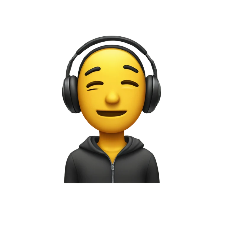 closed eyes smile with headphones  emoji
