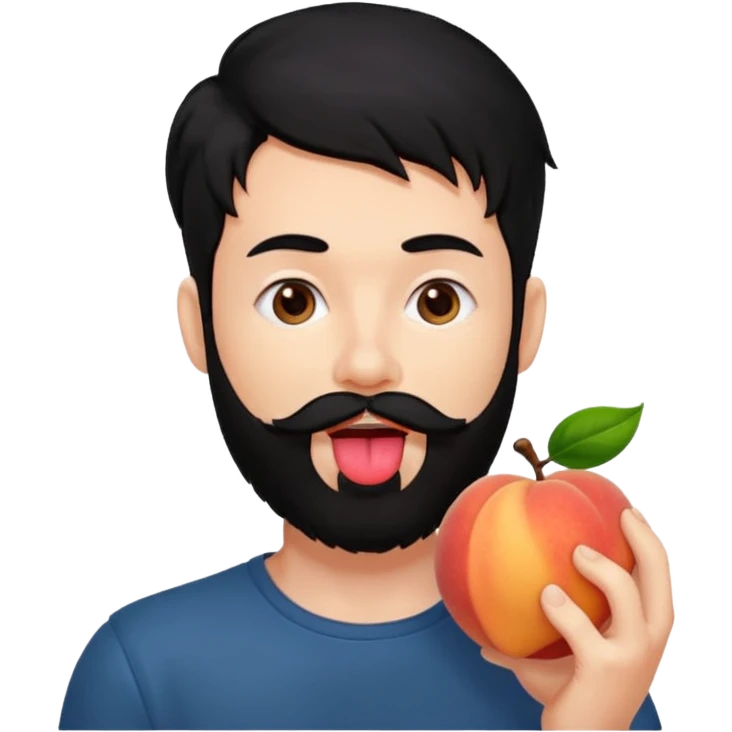 Black hair Man red beard licking peach emoji