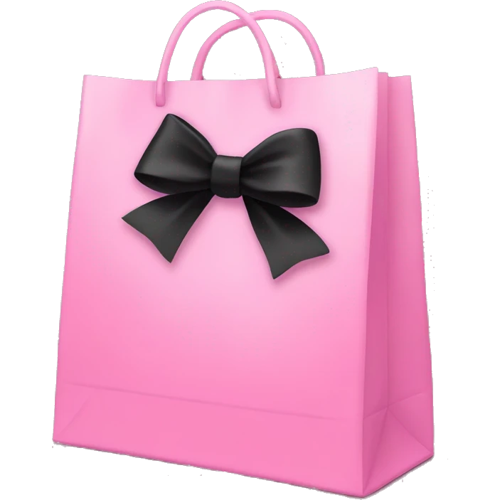 pink shopping bag with black bow emoji