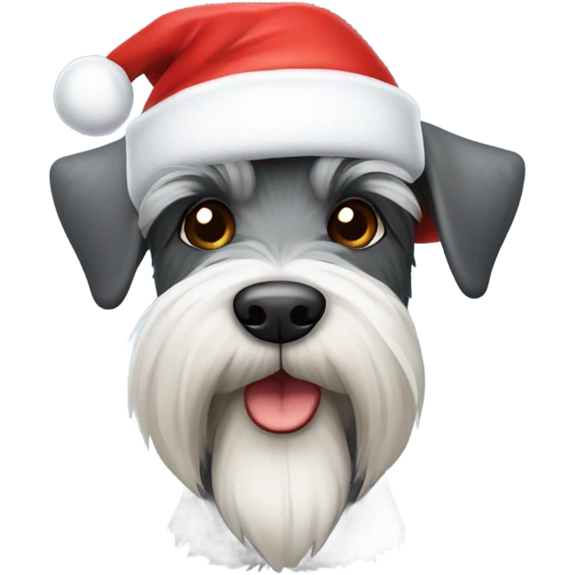Schnauzer wearing Santa hat emoji