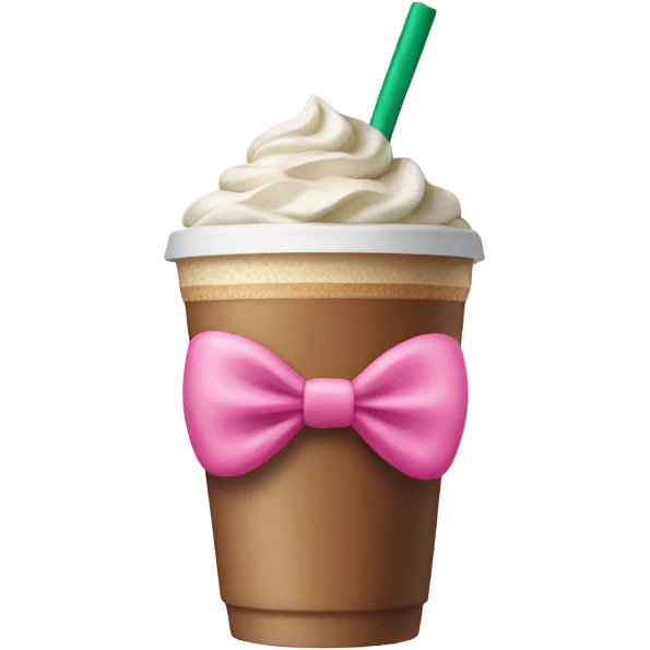 Starbucks drink with pink bow emoji