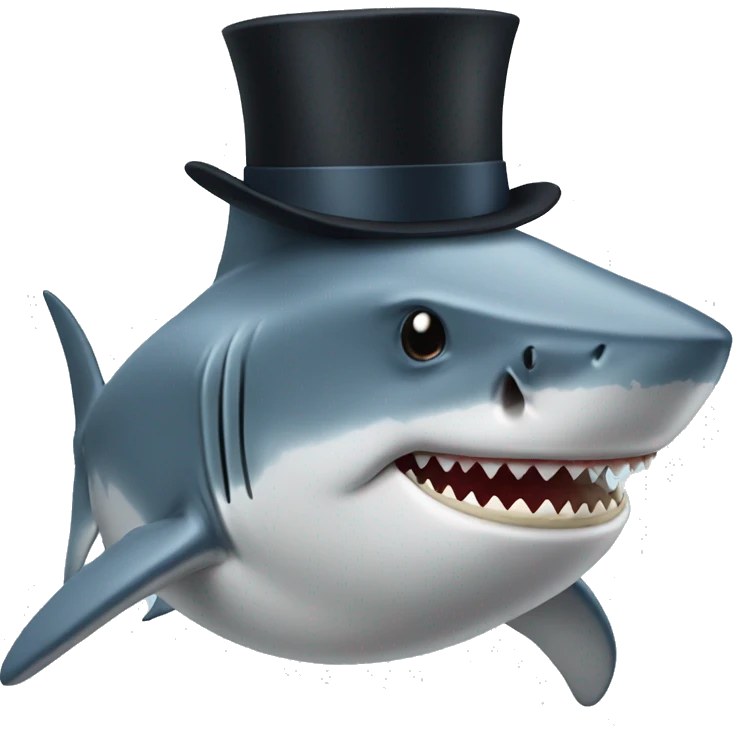 Shark with a top hat emoji