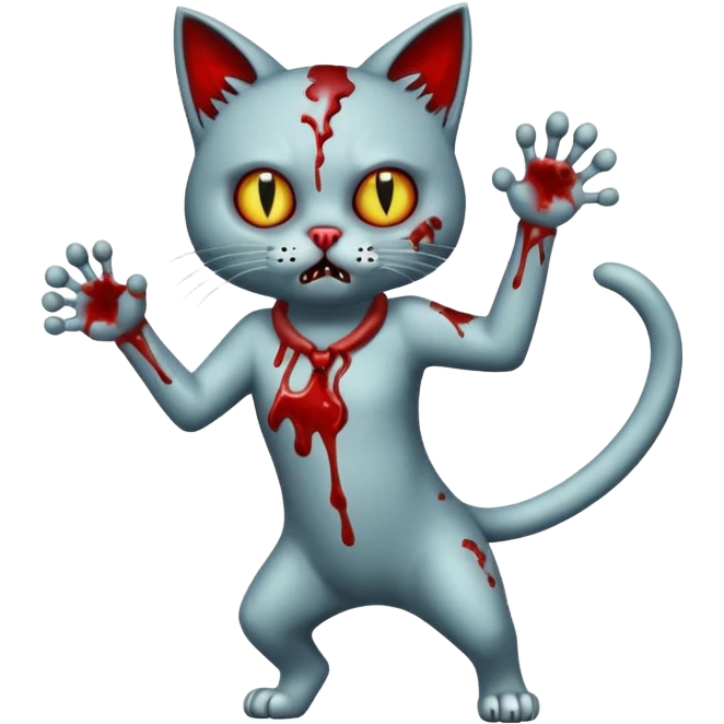 bloody zombie cat full body with action pose emoji