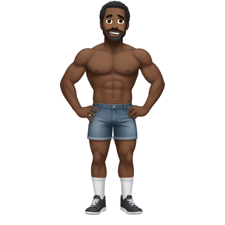 Buff black man wearing booty shorts emoji