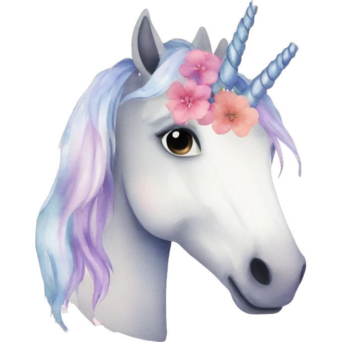 Watercolor floral unicorn emoji